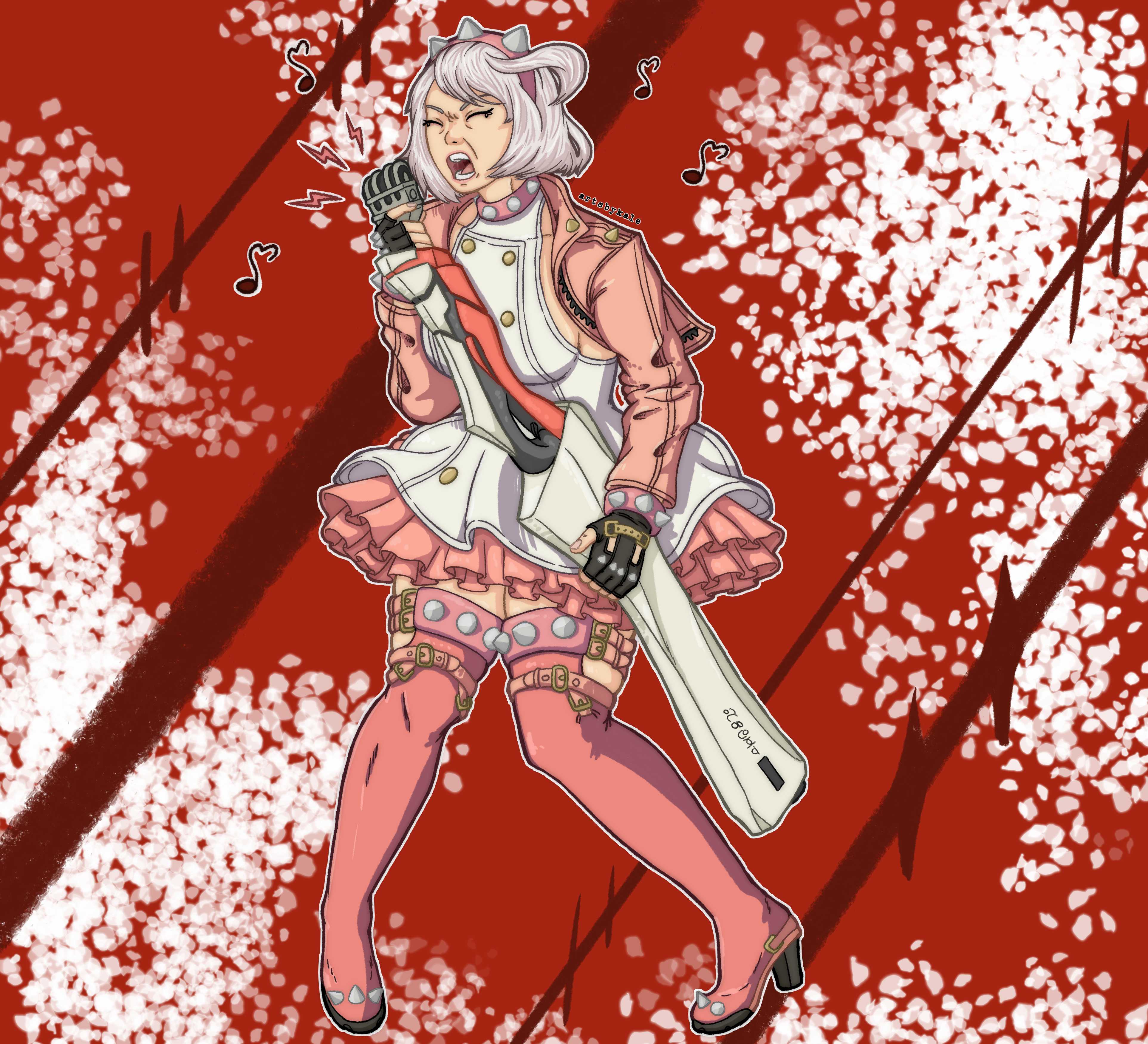 A fullbody drawing of Elphelt Valentine from Guilty Gear Strive